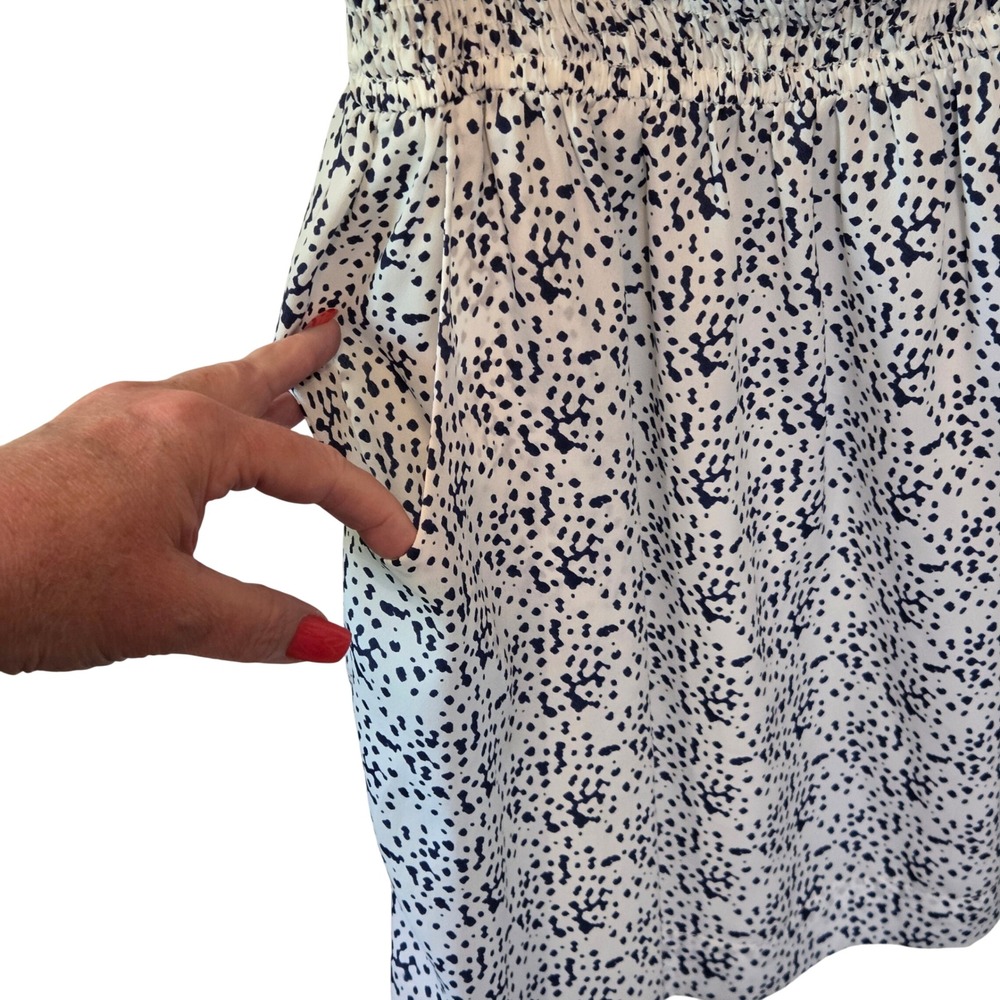 BCBGeneration Shirt Dress White Navy Dalmatian Print Pockets Size S - Picture 3 of 10